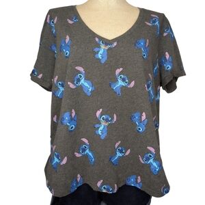 Disney Lilo & Stitch Allover Print Graphic T-Shirt Plus Size 2XL